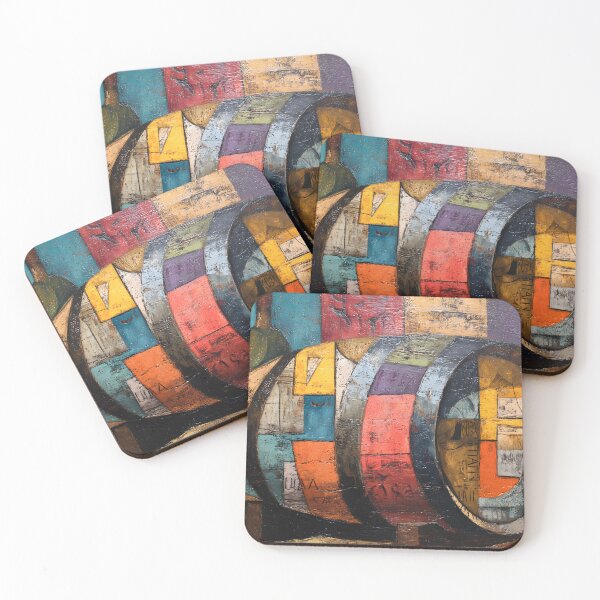 Item preview, Colorful Wine Barrel Harmony - Abstract Geometry Meets Vineyard Charm designed and sold by OlfactoART Studio.