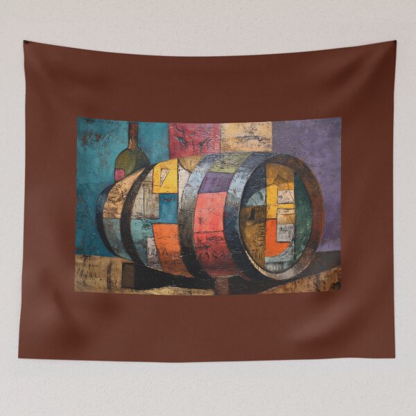 Item preview, Colorful Wine Barrel Harmony - Abstract Geometry Meets Vineyard Charm designed and sold by OlfactoART Studio.