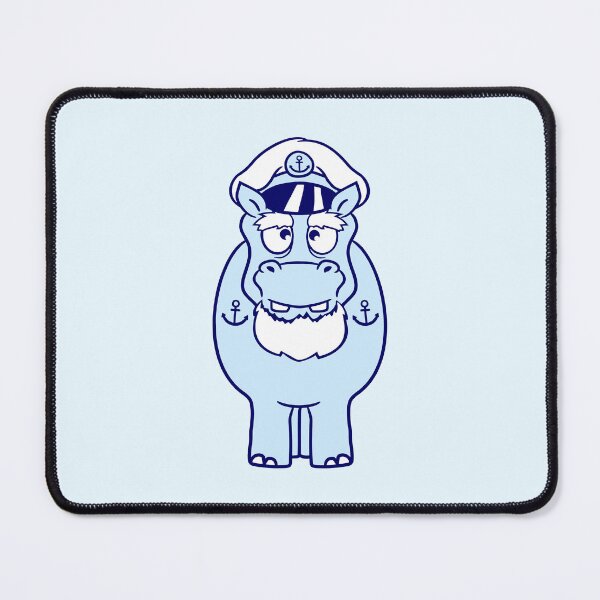 Item preview, Funny Hippo Captain Sails Cute Cartoon Comic designed and sold by shirt-o-mat.