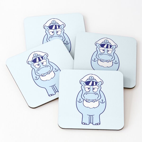 Item preview, Funny Hippo Captain Sails Cute Cartoon Comic designed and sold by shirt-o-mat.