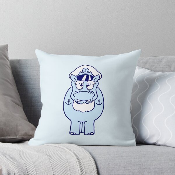 Item preview, Funny Hippo Captain Sails Cute Cartoon Comic designed and sold by shirt-o-mat.