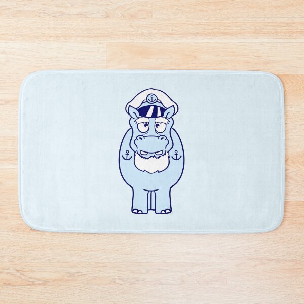 Item preview, Funny Hippo Captain Sails Cute Cartoon Comic designed and sold by shirt-o-mat.