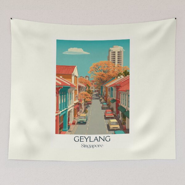 Item preview, Geylang Poster – Historic Shophouses & Afternoon Glow designed and sold by TuncGK.
