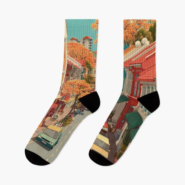 Item preview, Geylang Poster – Historic Shophouses & Afternoon Glow designed and sold by TuncGK.