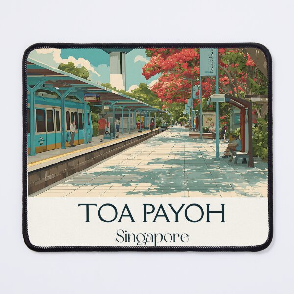 Item preview, Toa Payoh Poster – Iconic Flats & Cherry Trees in Bloom designed and sold by TuncGK.