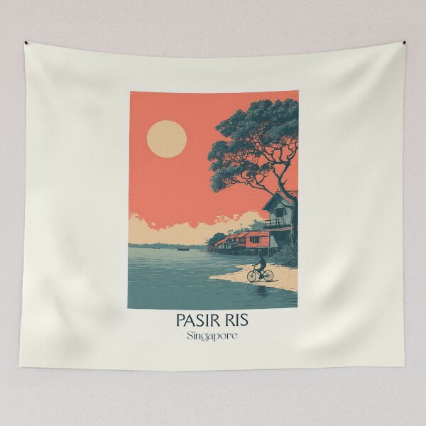 Item preview, Pasir Ris Poster – Coastal Calm & Coral Sky designed and sold by TuncGK.