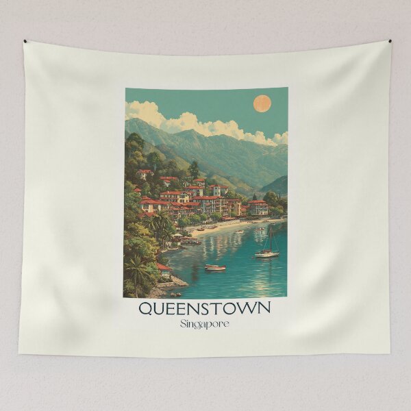Artikelvorschau, Queenstown Poster – Kanal, Boote und Hügelfarben entworfen und verkauft von TuncGK.