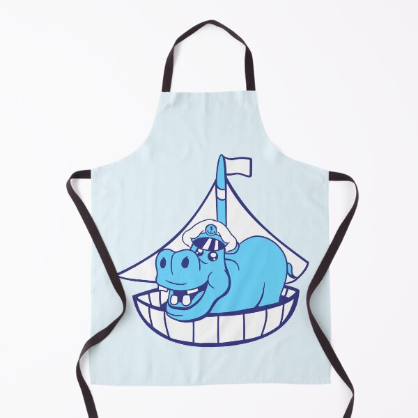 Item preview, Funny Hippo Captain Sails Cute Cartoon Comic designed and sold by shirt-o-mat.