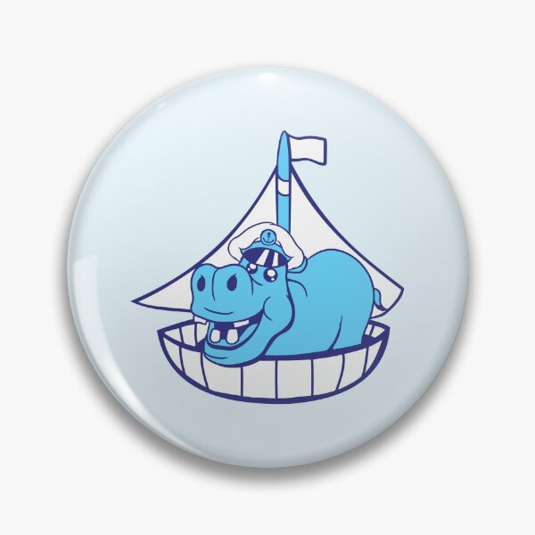 Item preview, Funny Hippo Captain Sails Cute Cartoon Comic designed and sold by shirt-o-mat.