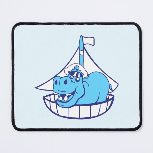 Item preview, Funny Hippo Captain Sails Cute Cartoon Comic designed and sold by shirt-o-mat.