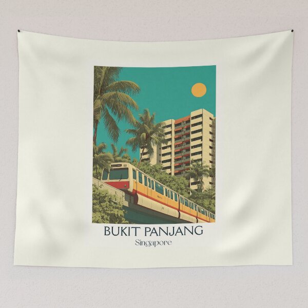 Item preview, Bukit Panjang Poster – Train Line & Palm-Lined Skies designed and sold by TuncGK.