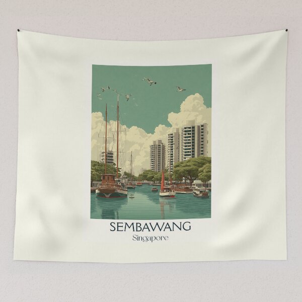 Item preview, Sembawang Poster – Boats, HDBs & Open Horizon designed and sold by TuncGK.