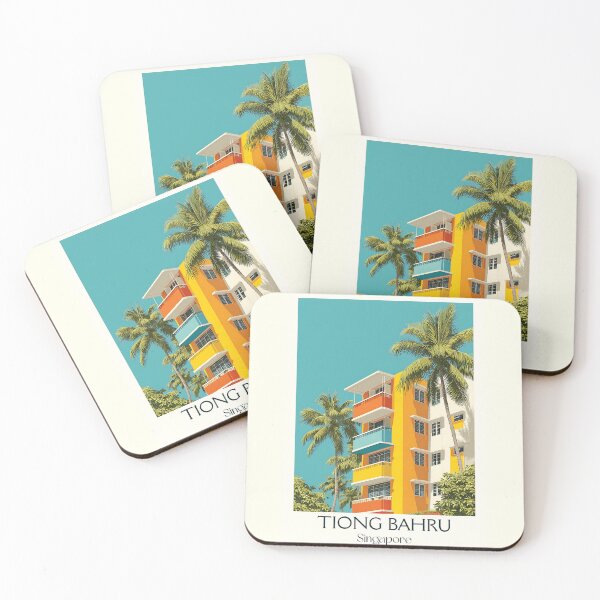 Item preview, Tiong Bahru Poster – Art Deco Flats & Tropical Palms designed and sold by TuncGK.