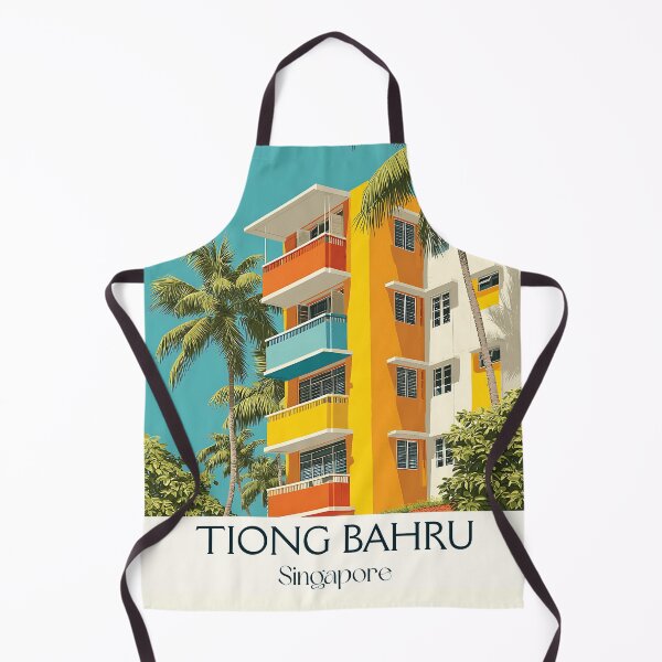 Item preview, Tiong Bahru Poster – Art Deco Flats & Tropical Palms designed and sold by TuncGK.