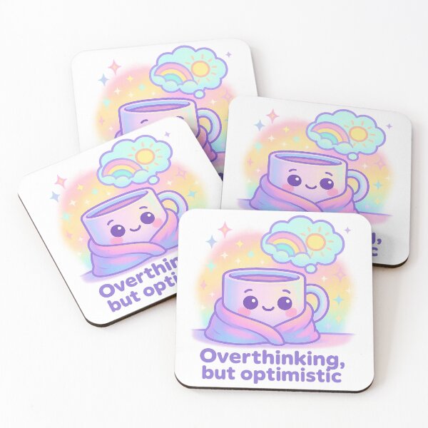 Item preview, Overthinking But Optimistic – Funny Coffee Mug Shirt, Vaporwave Mental Health Design designed and sold by LEO Vaporwave.
