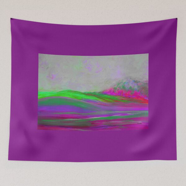 Item preview, Clouds Rolling In Abstract Landscape Purple and Hot Pink designed and sold by EloiseArt.