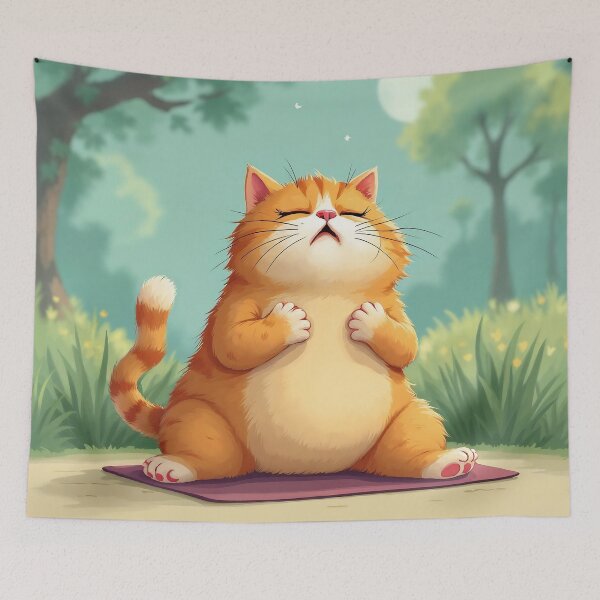 Item preview, Cat in Deep Meditation | Funny Cartoon Cat designed and sold by NovaProArt.
