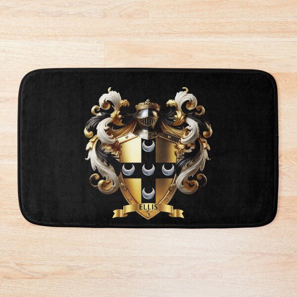 Item preview, Ellis Family Crest   Silver Crescents on Gold and Black Cross Shield designed and sold by Highlandkings.