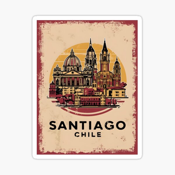 Artikel-Vorschau von Eine Vintage Reiseillustration von Santiago - Chile, designt und verkauft von GoodOldVintage.