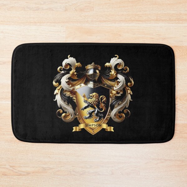 Item preview, Simpson Family Crest   Golden and Black Majestic Lion Shield designed and sold by Highlandkings.