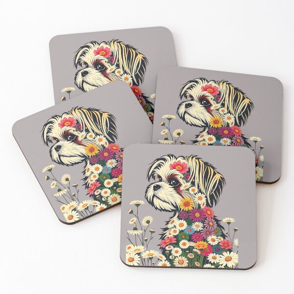 Item preview, Shih Tzu Boho wildflower daisies, Shihtsu, Shi-soo designed and sold by KreativKulture.