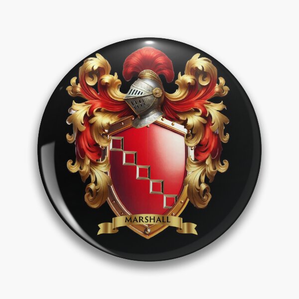 Item preview, Marshall Family Crest   Golden Steps on Regal Red Shield designed and sold by Highlandkings.