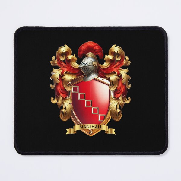 Item preview, Marshall Family Crest   Golden Steps on Regal Red Shield designed and sold by Highlandkings.