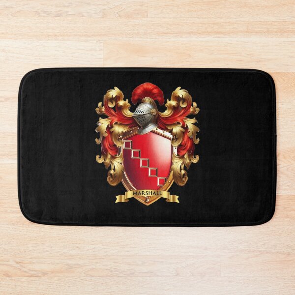 Item preview, Marshall Family Crest   Golden Steps on Regal Red Shield designed and sold by Highlandkings.