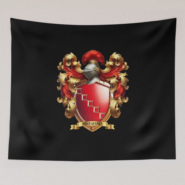 Item preview, Marshall Family Crest   Golden Steps on Regal Red Shield designed and sold by Highlandkings.