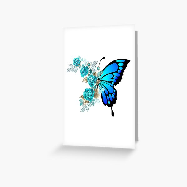 Item preview, Turquoise Roses and Bright Blue Butterfly Design designed and sold by tarzbol.