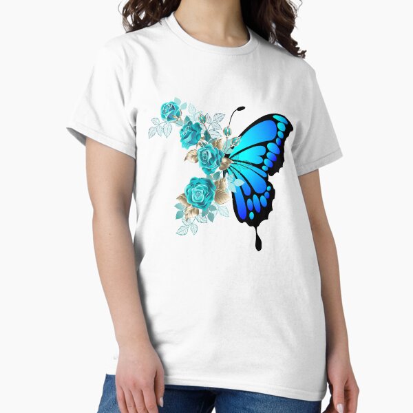 Item preview, Turquoise Roses and Bright Blue Butterfly Design designed and sold by tarzbol.