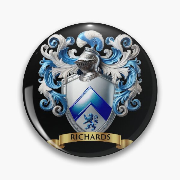 Item preview, Richards Family Crest   Blue Chevron and Lion on Shining Silver Shield designed and sold by Highlandkings.