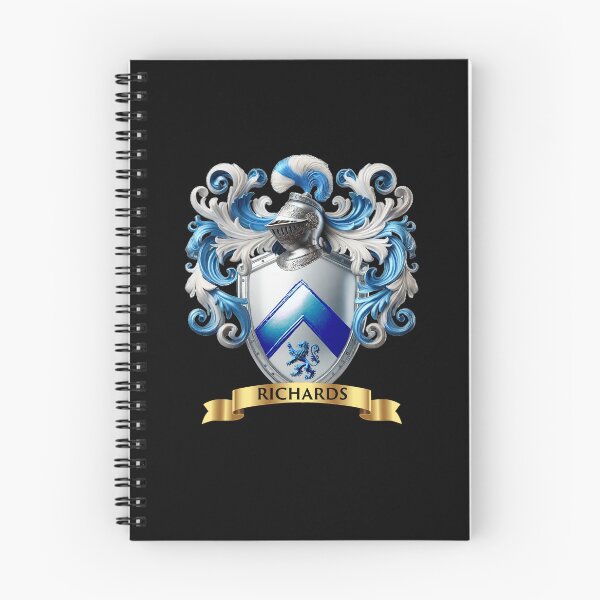 Item preview, Escudo de la familia Richards: Chevron azul y león sobre un escudo plateado brillante designed and sold by Highlandkings.
