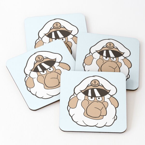 Item preview, Cute Sheep Old Captain Cap Face Cool Cartoon Comic designed and sold by shirt-o-mat.