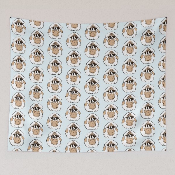 Item preview, Cute Sheep Old Captain Cap Face Cool Cartoon Comic designed and sold by shirt-o-mat.