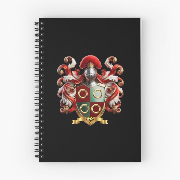 Item preview, Cox Family Crest   Four Golden Rings on Red and Green Quartered Shield designed and sold by Highlandkings.