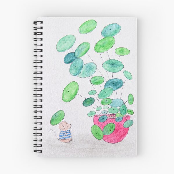 Item preview, Mouse and Chinese Money Plant | Mouse Character Watercolor Drawing | Cute Art designed and sold by AngelaMarieArt.