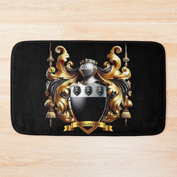 Item preview, Richardson Family Crest   Three Fierce Lion Heads on Black and Silver Shield designed and sold by Highlandkings.