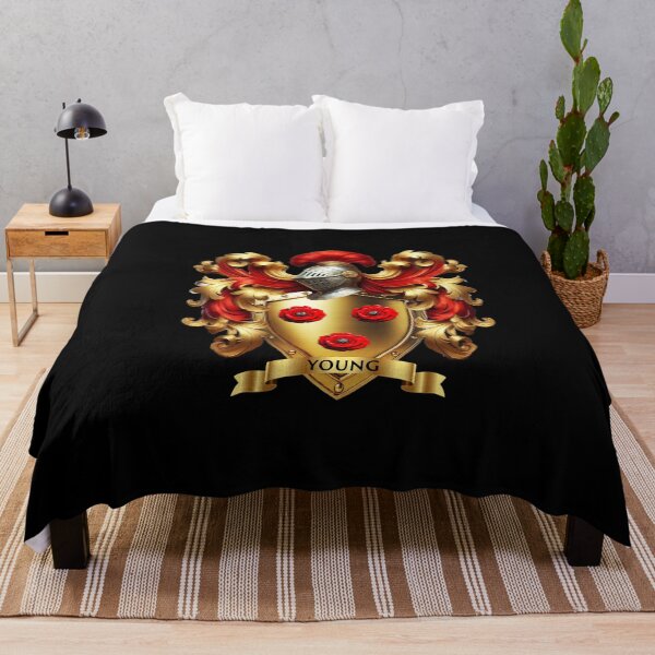 Item preview, Young Family Crest Elegant Red Roses on Golden Shield of Honor designed and sold by Highlandkings.
