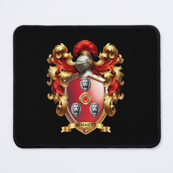 Item preview, Bennett Family Crest   Three Noble Lion Heads and Gold Ring on Red Shield designed and sold by Highlandkings.