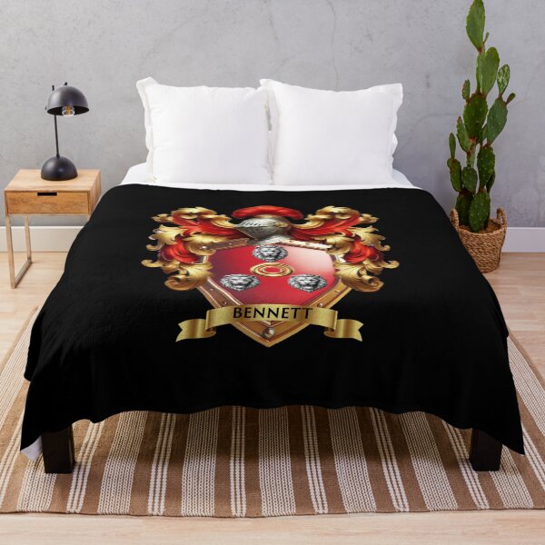 Item preview, Bennett Family Crest   Three Noble Lion Heads and Gold Ring on Red Shield designed and sold by Highlandkings.