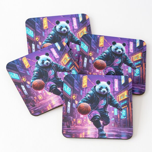 Item preview, Cyber Slam Panda – Futuristic Basketball Animal from the Neon League designed and sold by MOKAdesign.