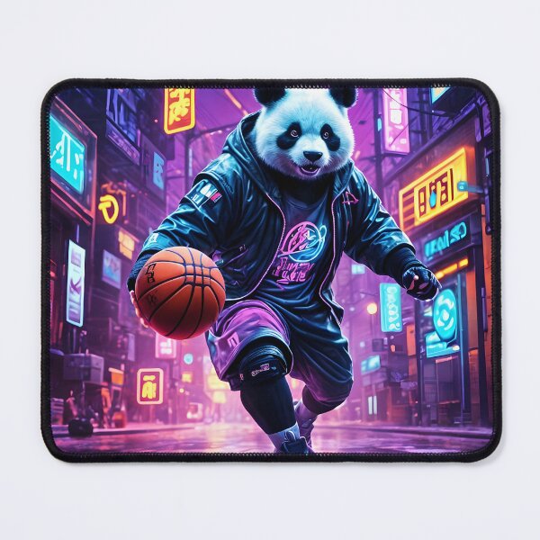 Item preview, Cyber Slam Panda – Futuristic Basketball Animal from the Neon League designed and sold by MOKAdesign.