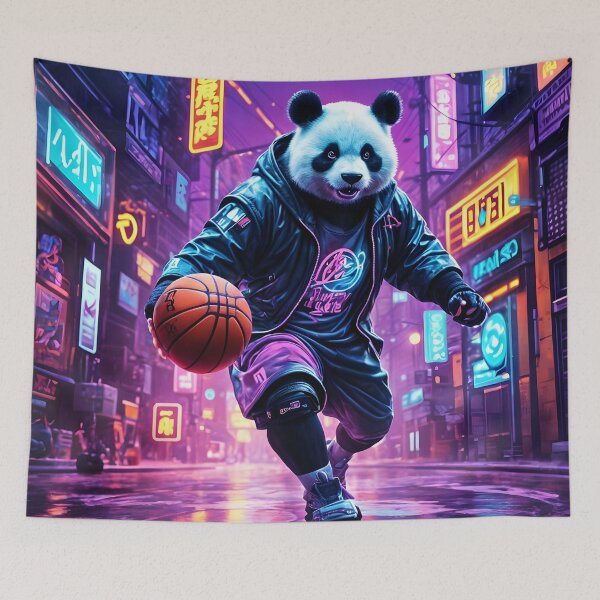Item preview, Cyber Slam Panda – Futuristic Basketball Animal from the Neon League designed and sold by MOKAdesign.