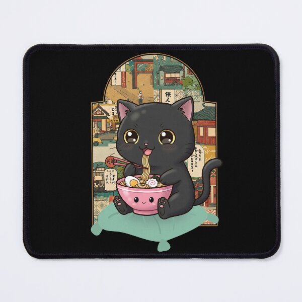 Item preview, Cute Black Cat Eating Ramen designed and sold by Claustronautas.