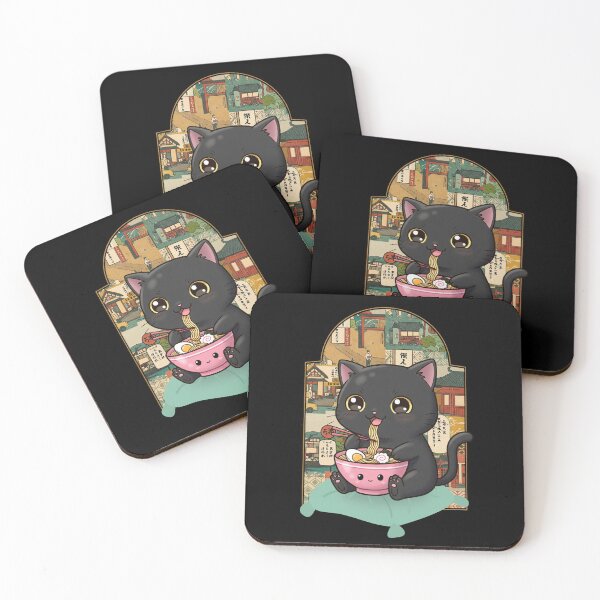 Item preview, Cute Black Cat Eating Ramen designed and sold by Claustronautas.