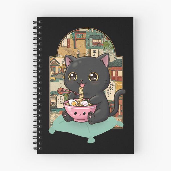 Item preview, Cute Black Cat Eating Ramen designed and sold by Claustronautas.