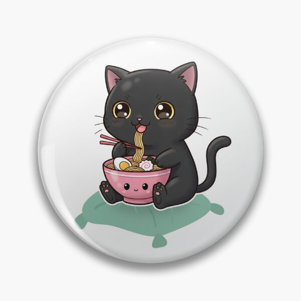 Item preview, Cute Black Cat Eating Ramen designed and sold by Claustronautas.