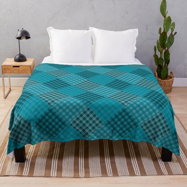 Item preview, Plaid Diamonds mono-turquoise designed and sold by mikor.