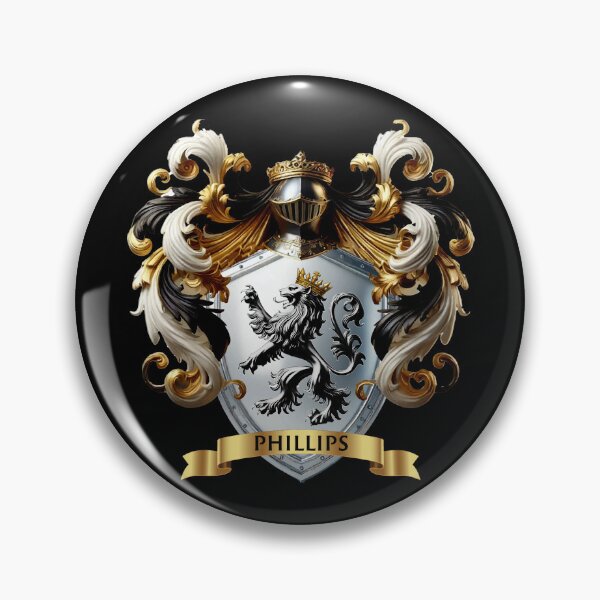 Item preview, Phillips Family Crest   Crowned Silver Lion on Polished Shield of Strength designed and sold by Highlandkings.